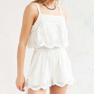 Crescent moon embroidered playsuit romper